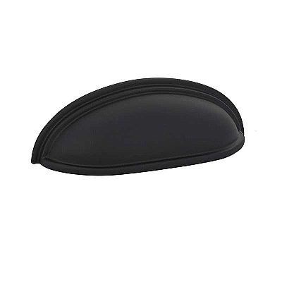 Traditional Cup or Bin Pull, 4" on center, Flat Black