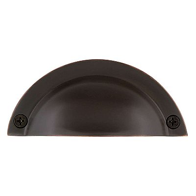 Solid Brass Classic Cup or Bin Pull, Timeless Bronze