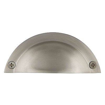 Solid Brass Classic Cup or Bin Pull, Satin Nickel