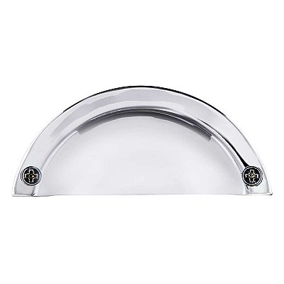 Solid Brass Classic Cup or Bin Pull, Bright Chrome