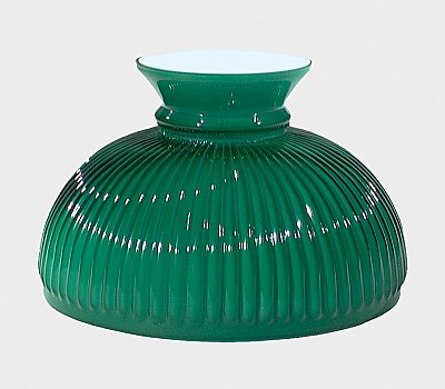 10" Opal Glass Ribbed Green Student Shade - 7-1/4" High