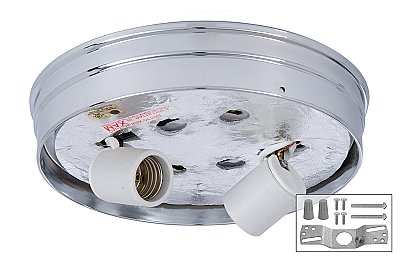 Nickel Plated Flush Mount Collar Light Fixture, 8" Fitter