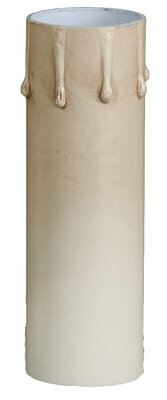 Antique Ivory Tinted Paper Board Candle Cover with Drips - Standard A19 - 4" High