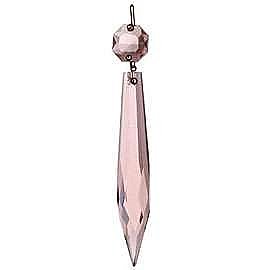 Pink Glass Cut U-Drop Prism, 3"