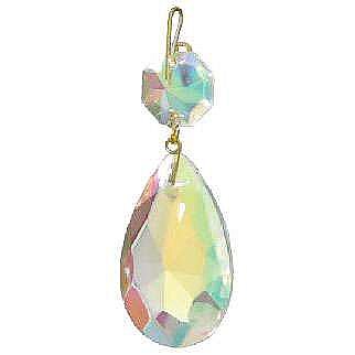 Aurora Borealis Half Cut Glass Pendalogue, 1.5"