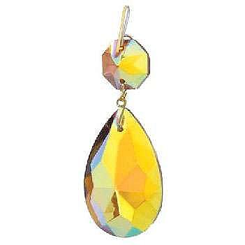 Gold Iridescent Half Cut Glass Pendalogue, 1.5"