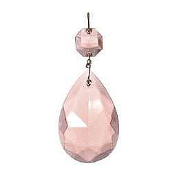 Pink Half Cut Glass Pendalogue, 1.5"