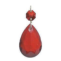 Ruby Half Cut Glass Pendalogue, 1.5"