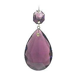 Amethyst Half Cut Glass Pendalogue, 1.5"