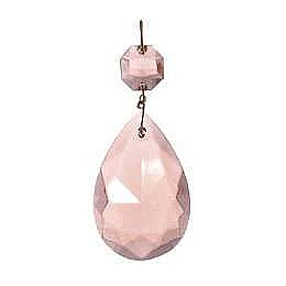 Pink Half Cut Glass Pendalogue, 2"