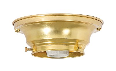 Solid Brass Flush Mount Collar Light Fixture, 3-1/4" Fitter -Unfinished Brass