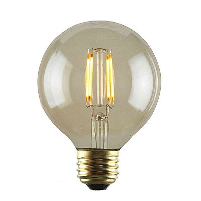 LED Amber Glass Globe Shaped Edison Bulb, 2 Watt