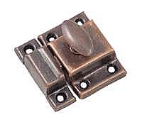 Small Economy Cabinet Latch - Oval Knob - Antique Copper