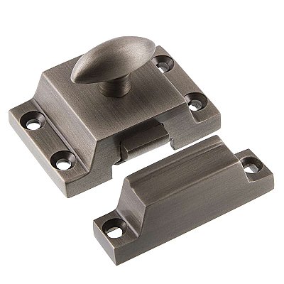 Solid Brass Surface Mount Cabinet Latch, Antique Pewter