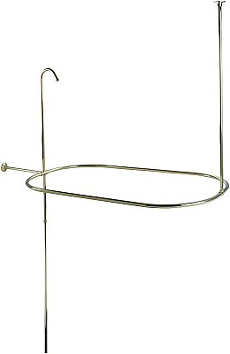 Solid Brass Shower Enclosure - Oval with Riser - Polished Brass