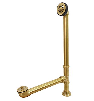 Clawfoot Tub Drain and Overflow - Lift and Turn Mechanism - Brushed Brass