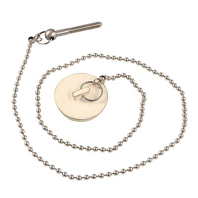 Replacement Rubber Stopper, Chain and Attachment for Clawfoot Tub Waste & Overflow Drain - Brushed Nickel