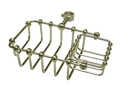 Riser Mount Soap & Sponge Holder for Clawfoot Bathtub - Satin Nickel
