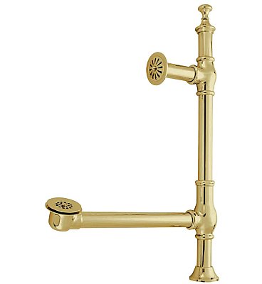 British Style Tub Drain & Overflow Unit for Clawfoot Bathtub - Polished Brass