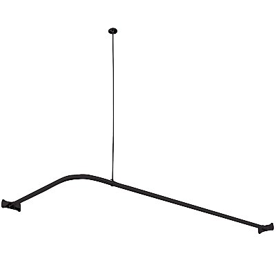 Clawfoot Bathtub Shower Enclosure L-Shaped Curtain Rod and Ceiling Support - Matte Black