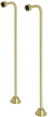 22" Single Offset Water Supply Line Set for Clawfoot Bathtubs - Satin Brass