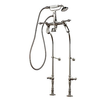 Kingston Brass CCK103T8 Vintage Freestanding Clawfoot Tub Faucet Package with Supply Line, Brushed Nickel