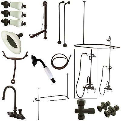 Kingston Brass CCK2145PL Vintage High-Arc Gooseneck Clawfoot Tub Faucet Package, Oil Rubbed Bronze