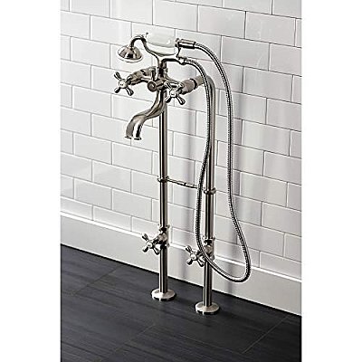 Kingston Brass Freestanding Clawfoot Tub Faucet Package with Supply Line - Brushed Nickel