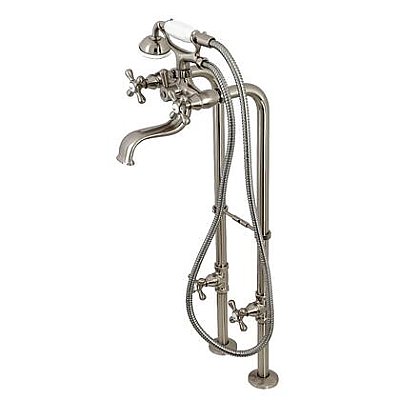 Kingston Brass Freestanding Clawfoot Tub Faucet Package with Supply Line - Brushed Nickel