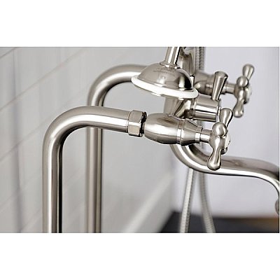Kingston Brass Freestanding Clawfoot Tub Faucet Package with Supply Line - Brushed Nickel