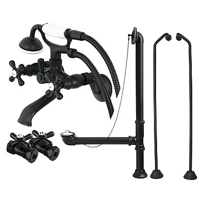 Kingston Brass CCK265MBD Vintage Wall Mount Clawfoot Faucet Package, Matte Black