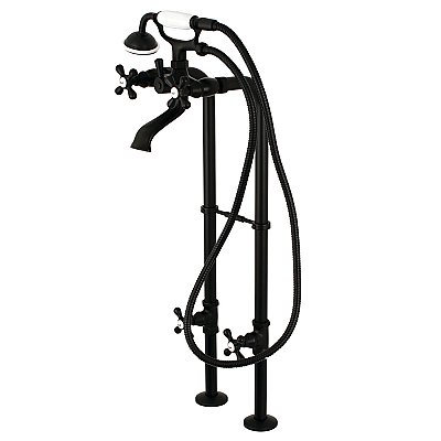 Kingston Brass CCK266K0 Kingston Freestanding Tub Faucet with Supply Line and Stop Valve, Matte Black