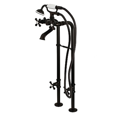 Kingston Brass CCK266K5 Kingston Freestanding Tub Faucet with Supply Line and Stop Valve, Oil Rubbed Bronze