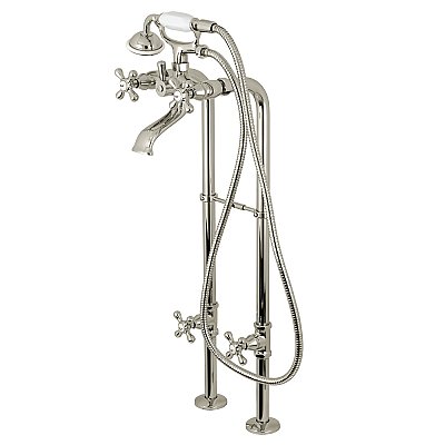 Kingston Brass CCK266K6 Kingston Freestanding Tub Faucet with Supply Line and Stop Valve, Polished Nickel
