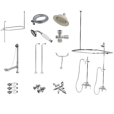 Kingston Brass CCK3141PL Vintage Down Spout Clawfoot Tub Faucet Package, Polished Chrome