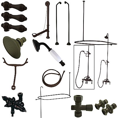 Kingston Brass CCK3185AL Vintage Down Spout Clawfoot Tub Faucet Package, Oil Rubbed Bronze