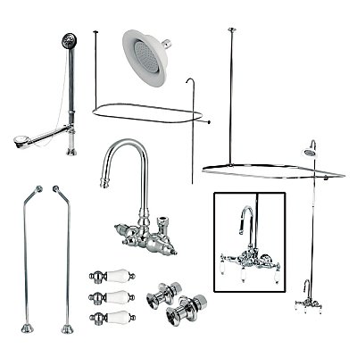 Kingston Brass CCK4181PL Vintage Gooseneck Clawfoot Tub Faucet Package, Polished Chrome