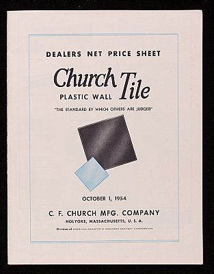Antique Pale Grey Plastic Polystyrene Wall Tile "C.F. Church Manufacturing Company" Holyoke, Mass - 4-1/4" x 4-1/4" - Sold Each