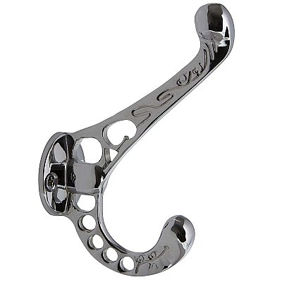 Solid Brass Victorian Coat Hook, Bright Chrome