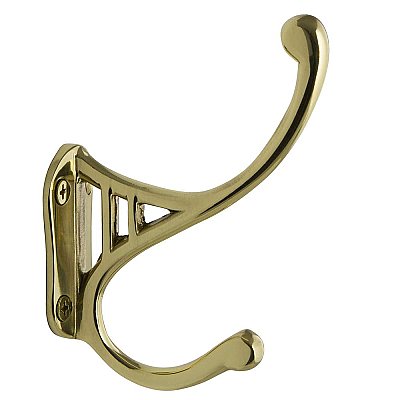 Solid Brass Classic Coat Hook, Polished Brass