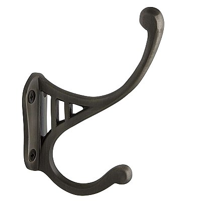 Solid Brass Classic Coat Hook, Antique Pewter
