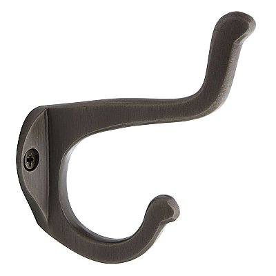 Solid Brass Schoolhouse Coat Hook, Antique Pewter