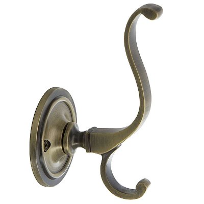 Plain Solid Brass Coat Hook, Antique Brass