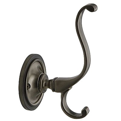 Plain Solid Brass Coat Hook, Antique Pewter