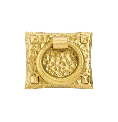 Arts & Crafts Collection Hammered Ring Pull - Satin Brass