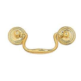 Polished Brass Colonial Revival Drawer Pull - 2-1/2" on center