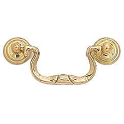 Polished Brass Colonial Revival Drawer Pull - 3" on center