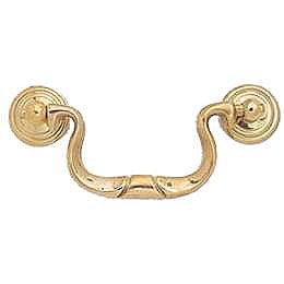 Polished Brass Colonial Revival Drawer Pull - 3-1/2" on center