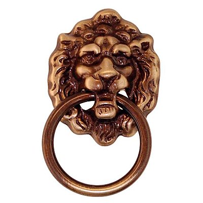 Lion Head Ring Pull - Antique Brass