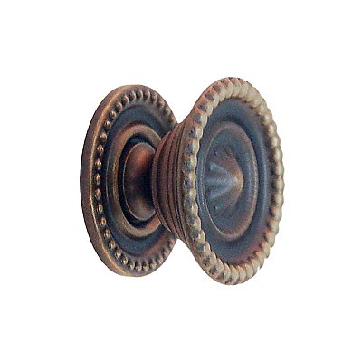 Antique Brass Sheraton Style Cabinet Knob with Backplate - 1-1/4"
